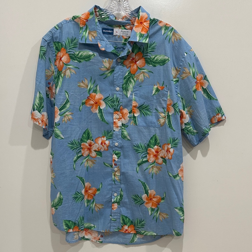 Old Navy Men’s Everyday Built-In Flex Printed Short-Sleeve Shirt Size XL